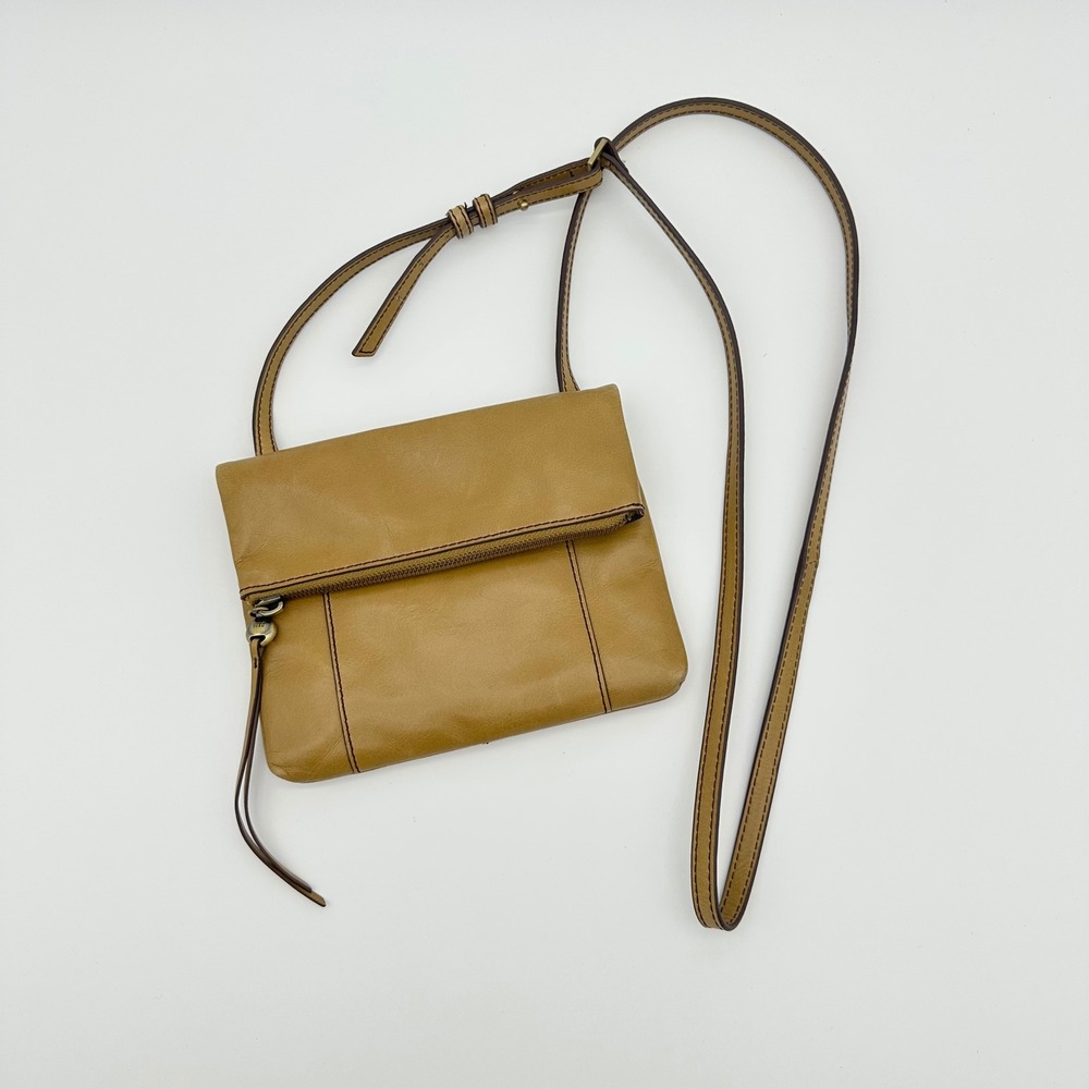 Hobo International Crossbody Bag Marley Fold-over Leather Mustard Tan Vintage